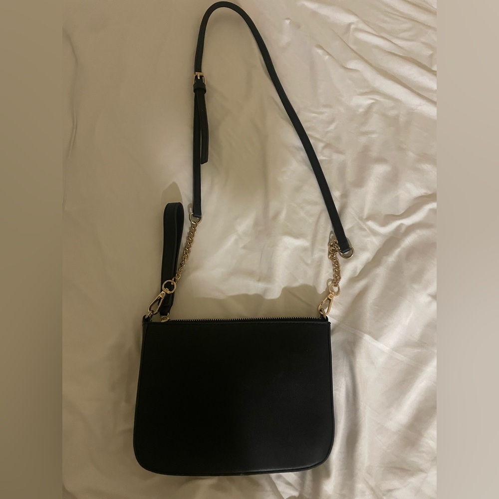 Aldo Black Crossbody Bag with Gold Accents